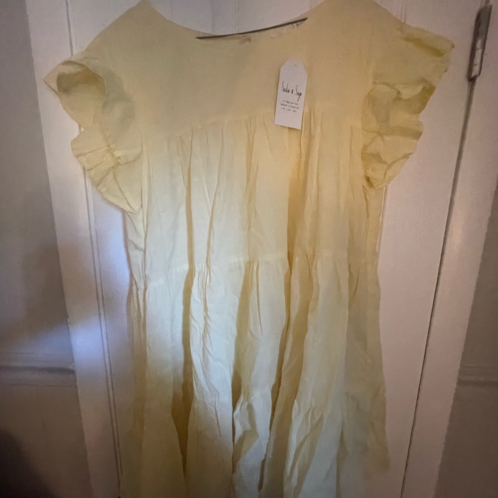 Sadie & Sage Yellow Ruffled Sundress with Flutter Cap Sleeves